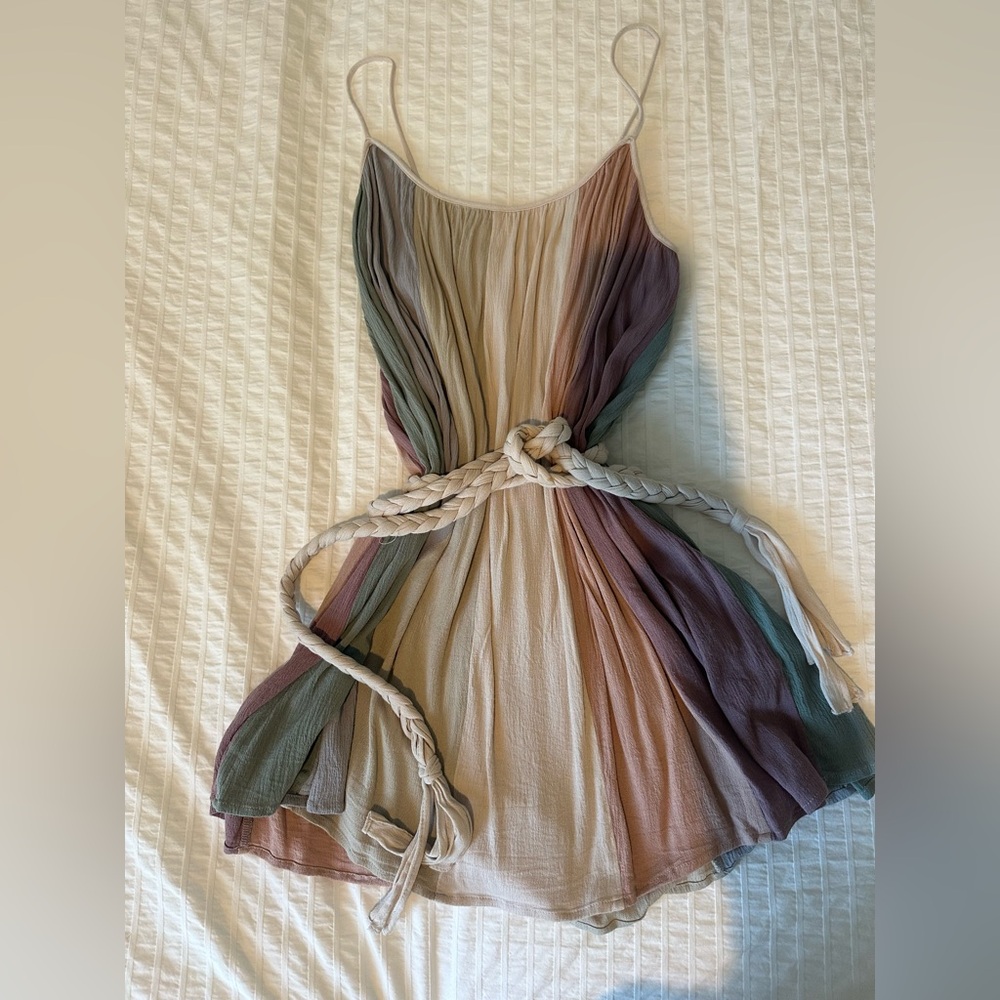 Pastel Colorblock Rope Tie Dress - Picture 2 of 5